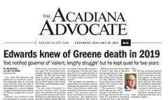 The Acadiana Advocate newspaper front page