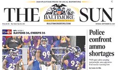 The Baltimore Sun newspaper front page