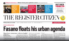 The Register Citizen newspaper front page
