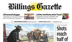 Billings Gazette newspaper front page