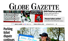 Globe Gazette newspaper front page