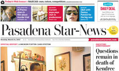 Pasadena Star News newspaper front page