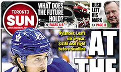 Toronto Sun newspaper front page