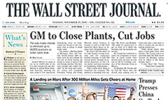 Wall Street Journal newspaper front page